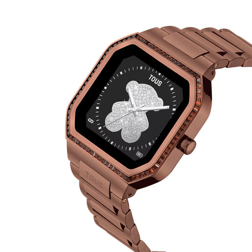 Smartwatch en acero marrón con circonitas — TOUS B‑Connect