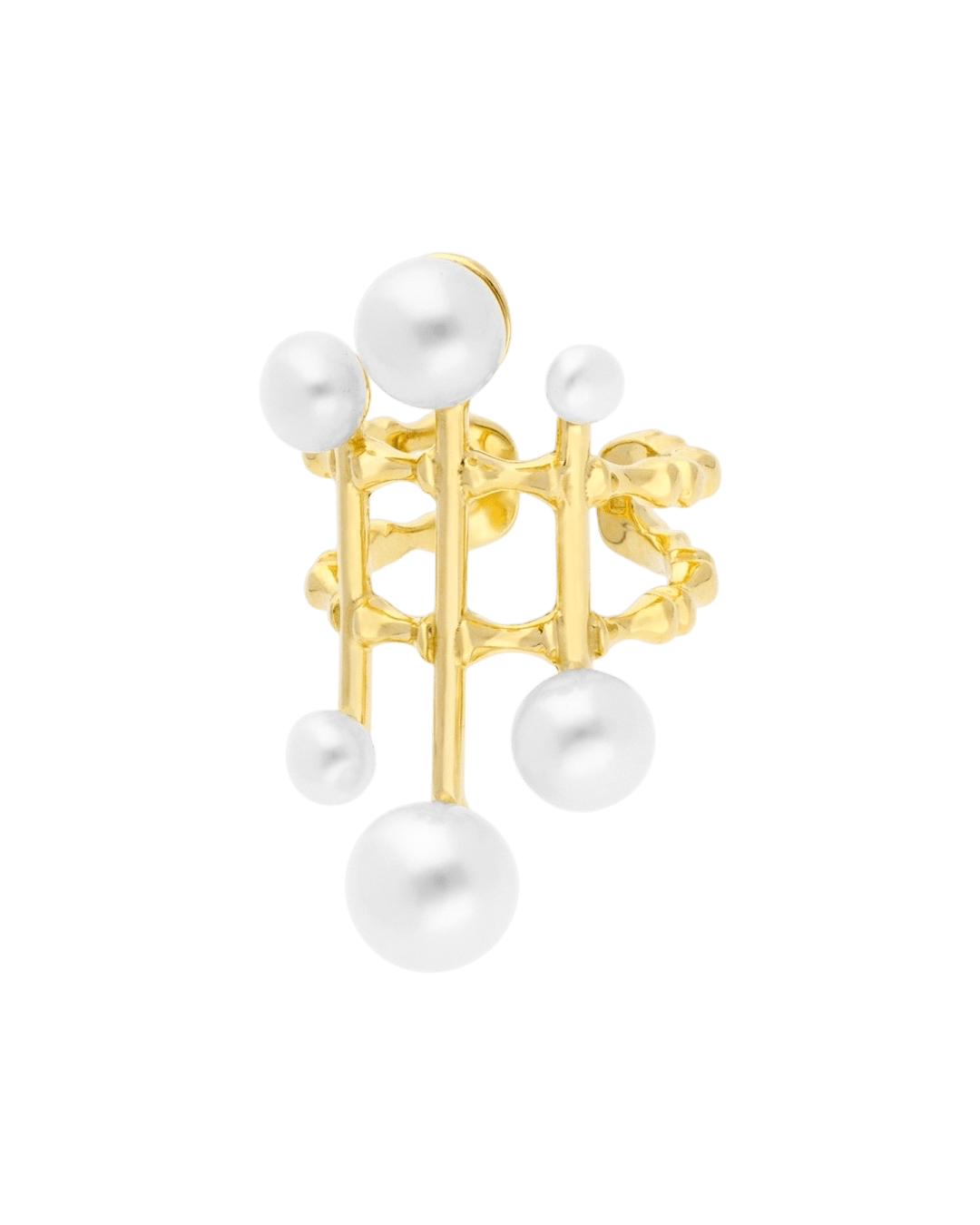 Anillo CROWN — perlas naturales en plata 925 bañada en oro 18K — ROUCLÊ Maison Contemporaine