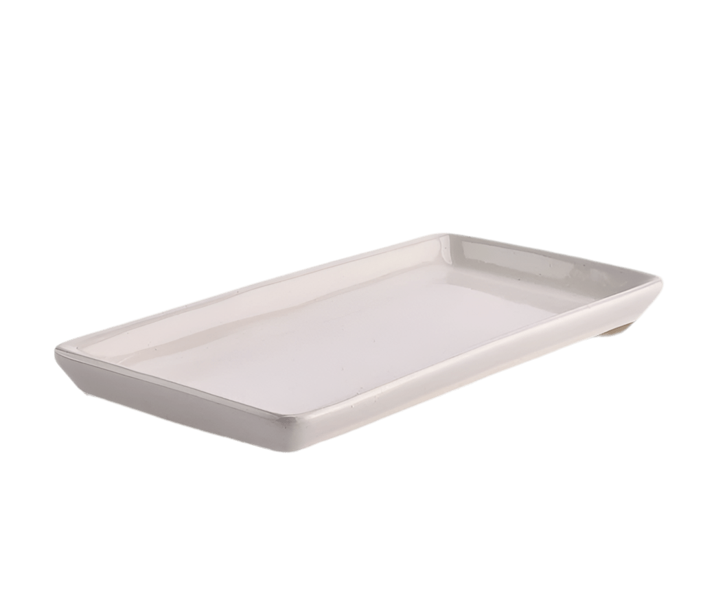 Bandeja de gres color crema — rectangular y esmaltada — ROUCLÊ Maison Contemporaine