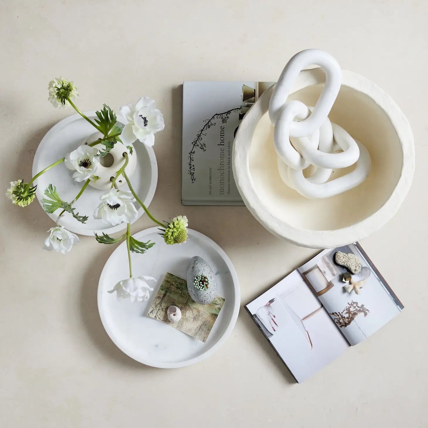 Cadena de mármol blanco — Escultura modular decorativa — ROUCLÊ Maison Contemporaine