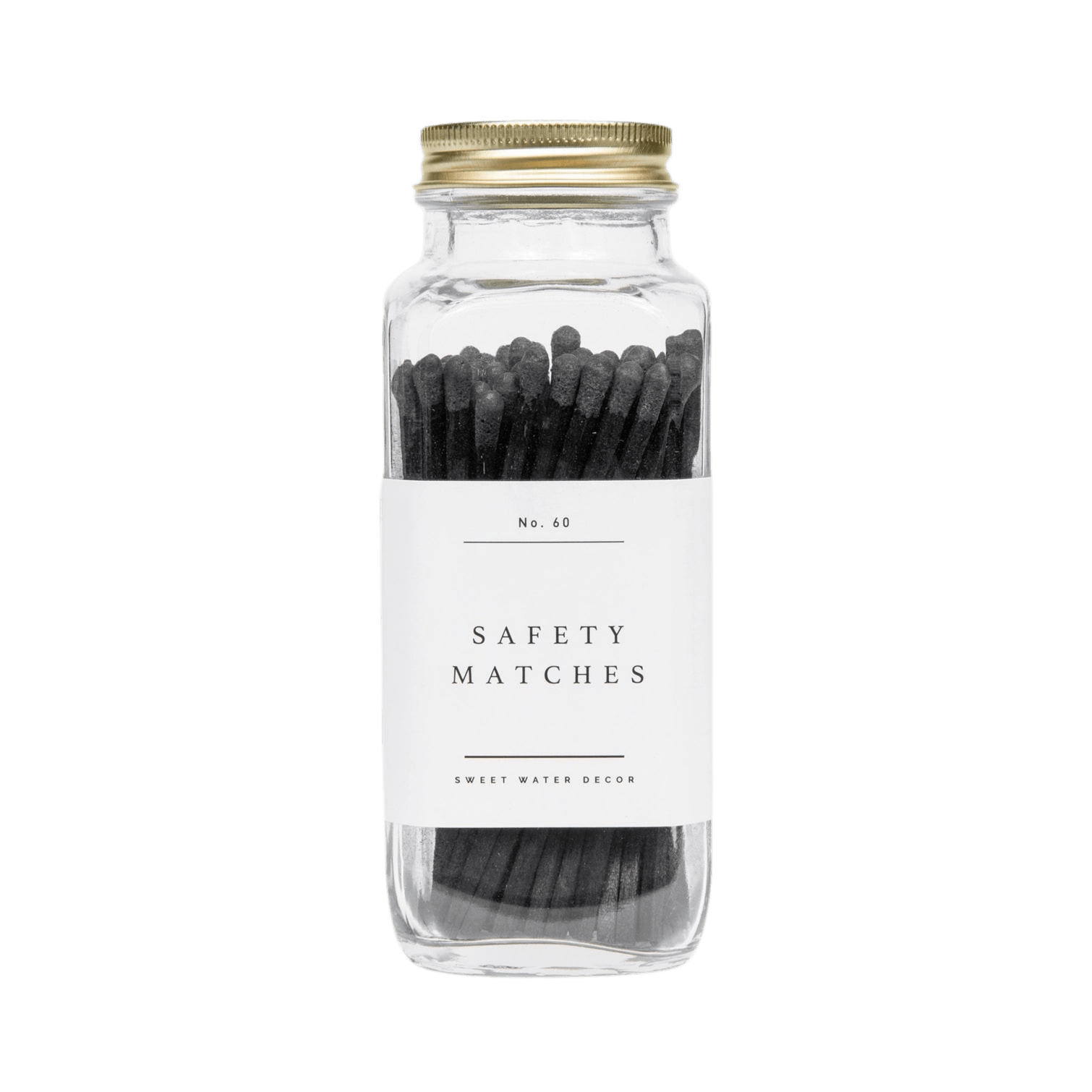 Cerillas negras en tarro de vidrio — Estilo vintage con tapa dorada — ROUCLÊ Maison Contemporaine