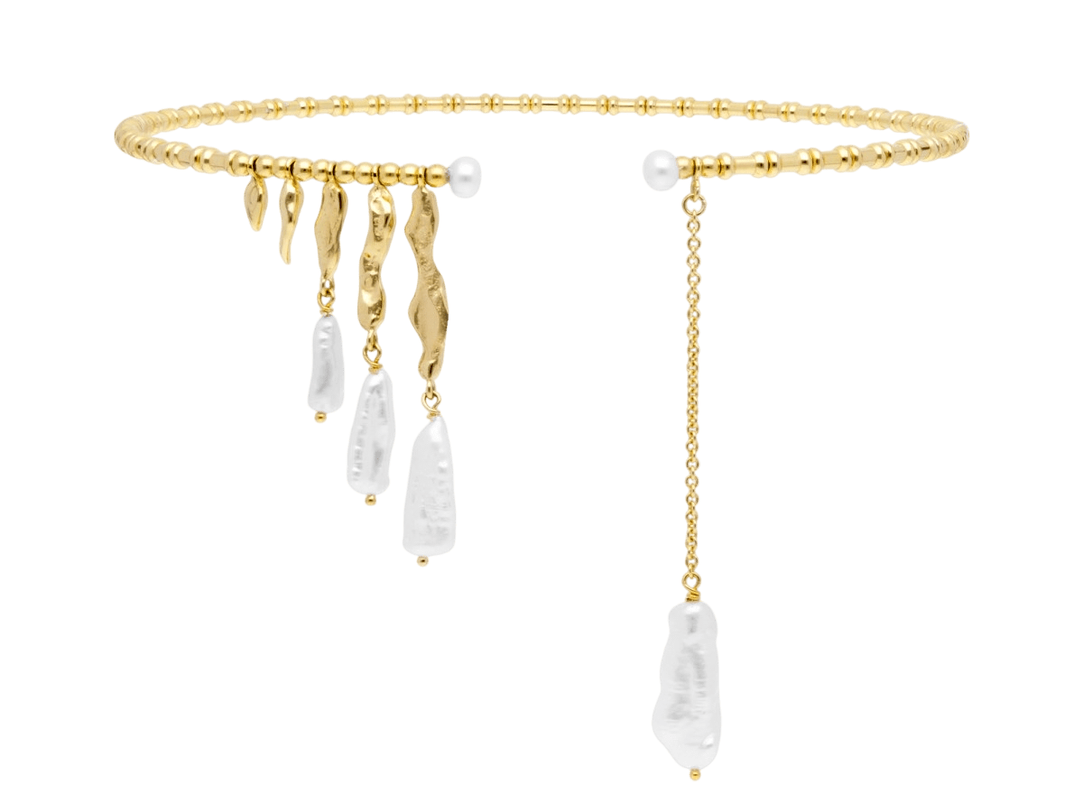 Choker con perlas — Plata bañada en oro 18 kt — ROUCLÊ Maison Contemporaine