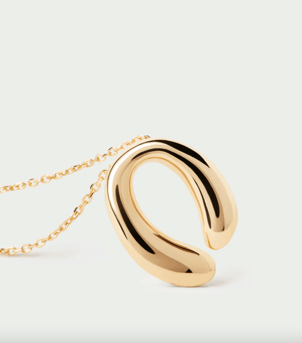 Colgante Helix — Gota curvada en plata reciclada con baño de oro 18k — ROUCLÊ Maison Contemporaine