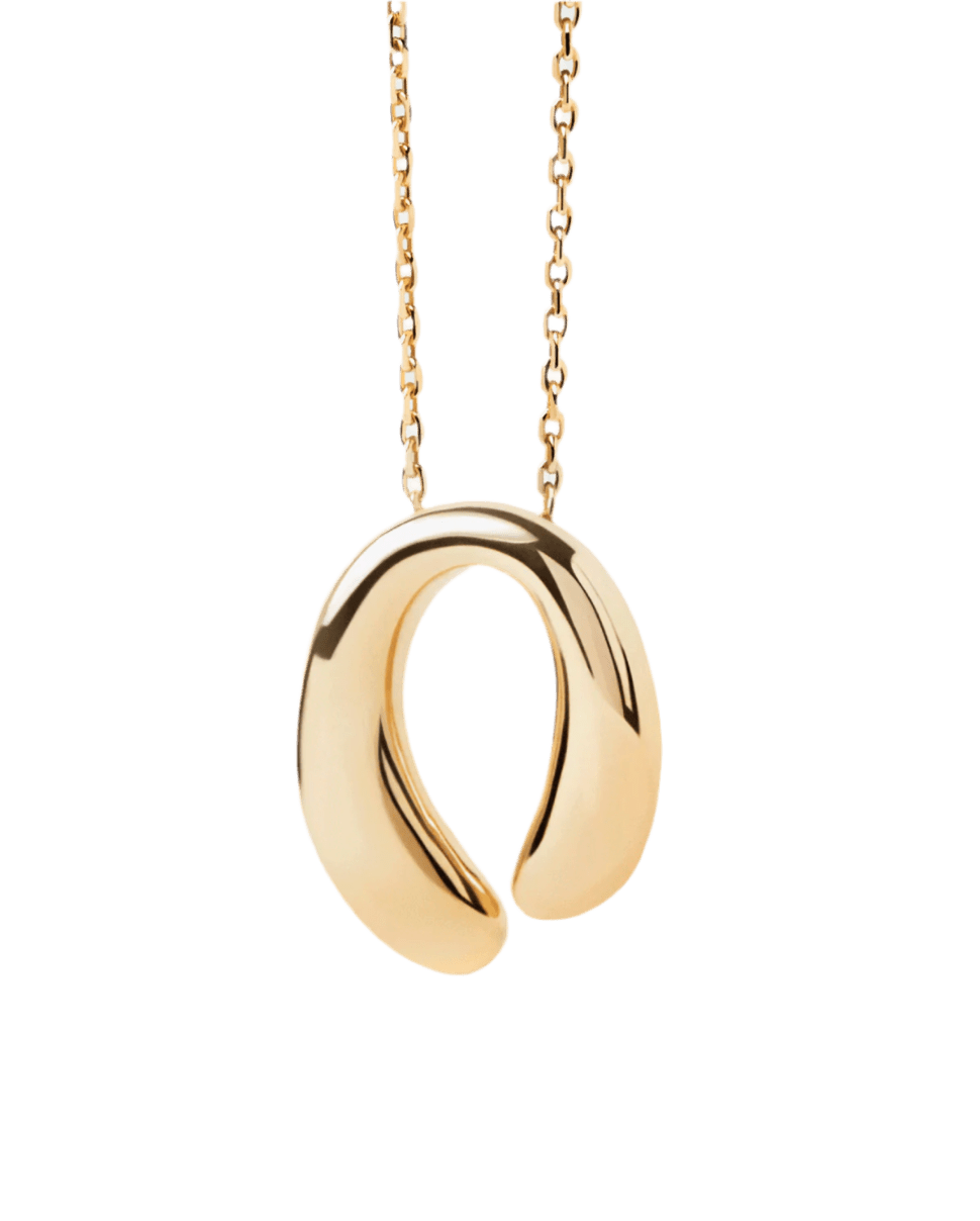 Colgante Helix — Gota curvada en plata reciclada con baño de oro 18k — ROUCLÊ Maison Contemporaine