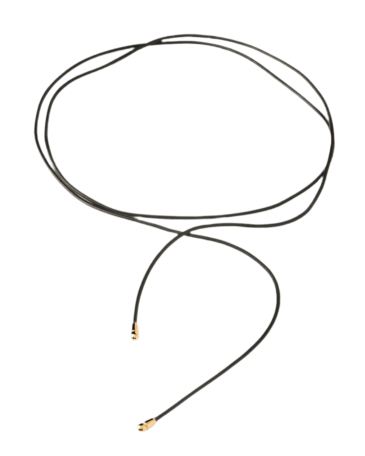 Collar lazo de cuero Dana — Cuero negro con baño de oro 18K — ROUCLÊ Maison Contemporaine