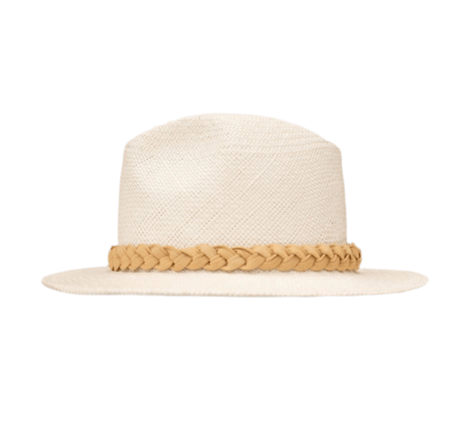 Le Panama Lastelier X Khaven — Sombrero de paja toquilla con trenza de lurex dorado (S, M, L) — ROUCLÊ Maison Contemporaine