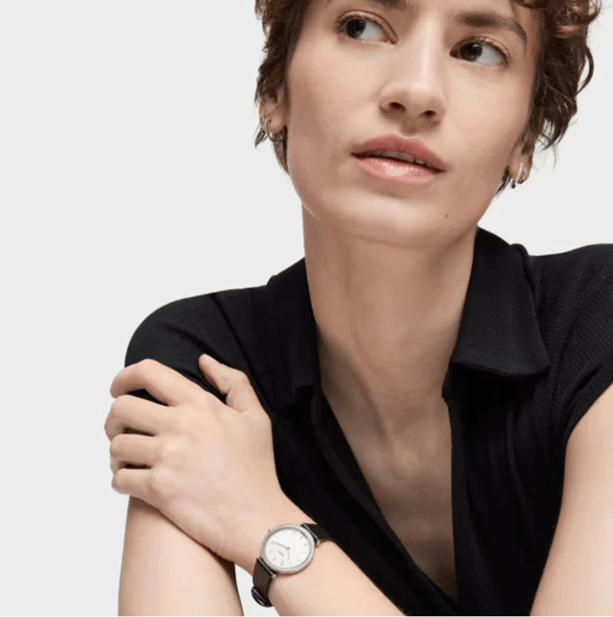 Les Classiques — Reloj con diamantes 0,49 ct y correa de piel negra — ROUCLÊ Maison Contemporaine