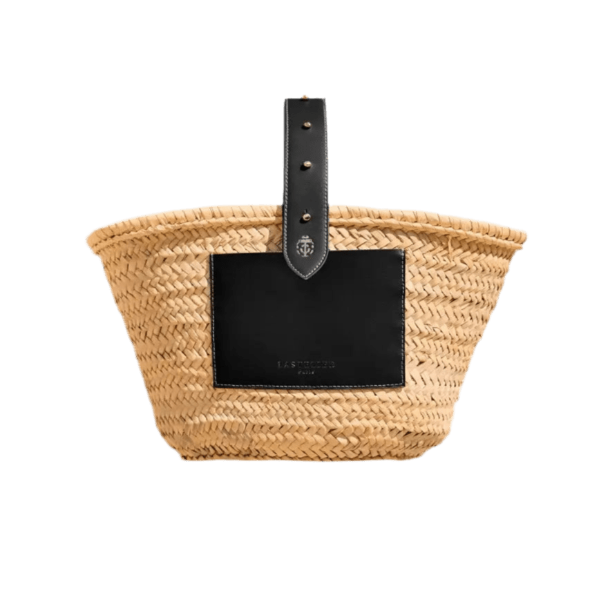 Mini Tulum — Negro | Cesta artesanal de palma con asa de cuero — ROUCLÊ Maison Contemporaine