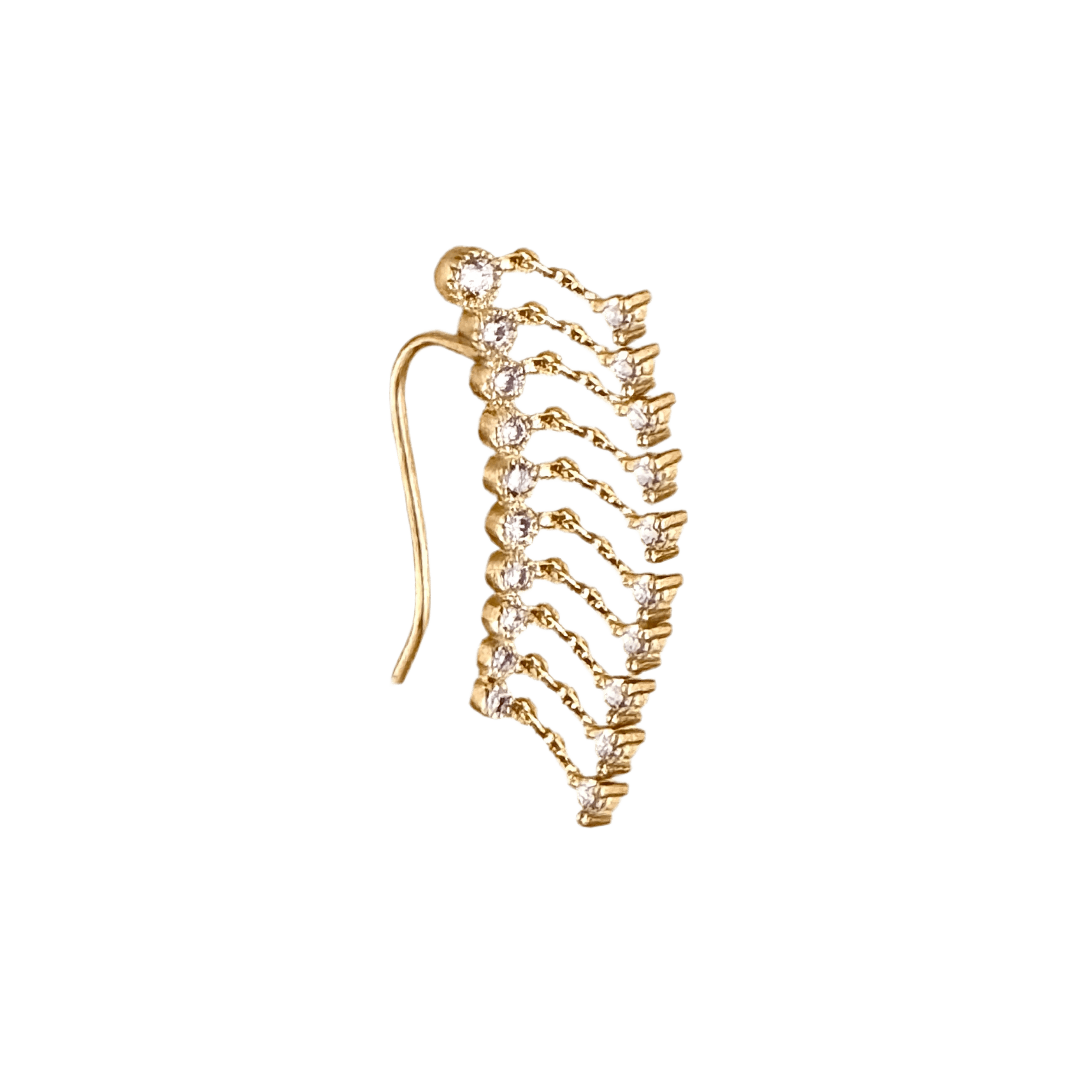Pendiente Earcuff — oro 18K con diamantes y cadenitas — ROUCLÊ Maison Contemporaine
