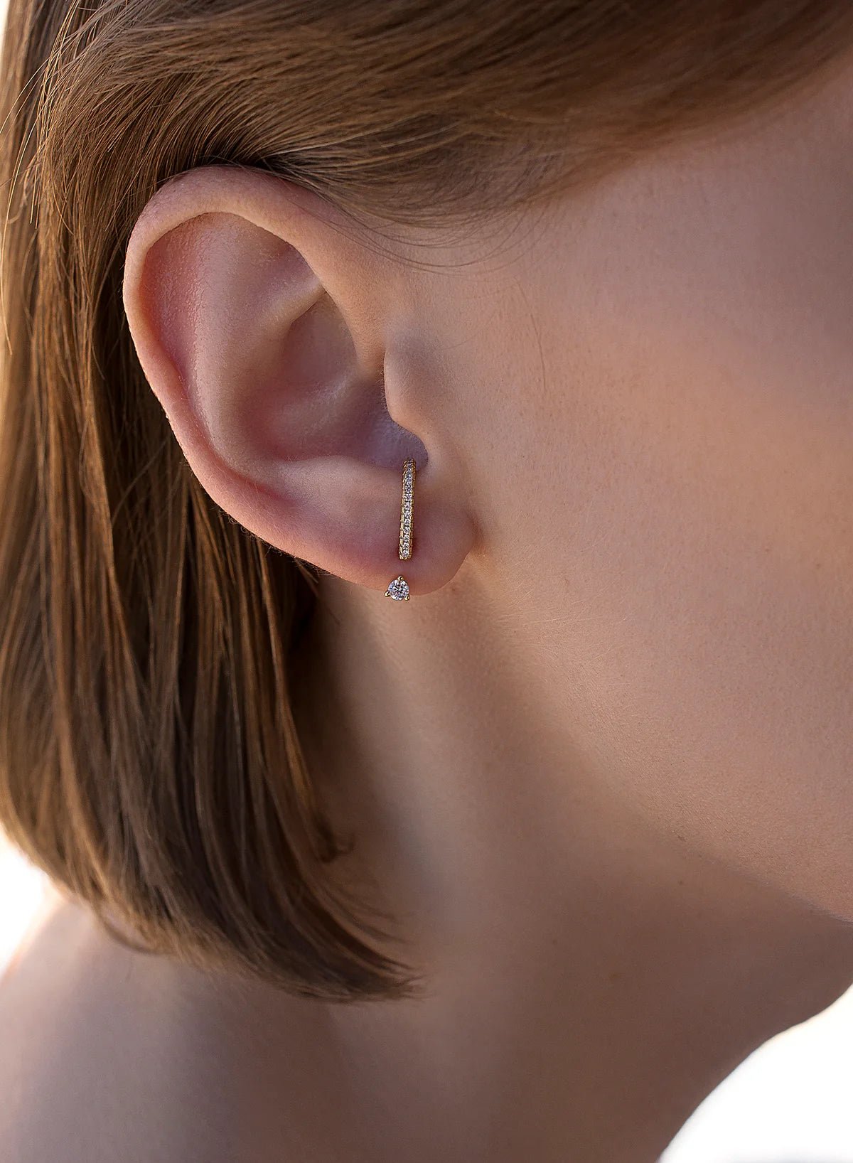 Pendientes Up & Down — Plata de Ley 925 con circonitas blancas (oro o plata) — ROUCLÊ Maison Contemporaine