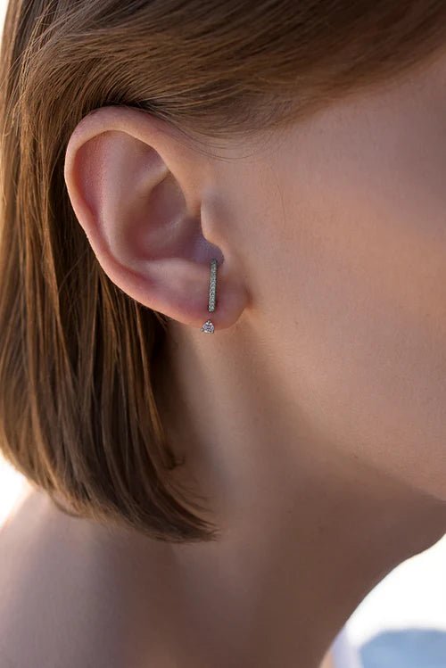 Pendientes Up & Down — Plata de Ley 925 con circonitas blancas (oro o plata) — ROUCLÊ Maison Contemporaine