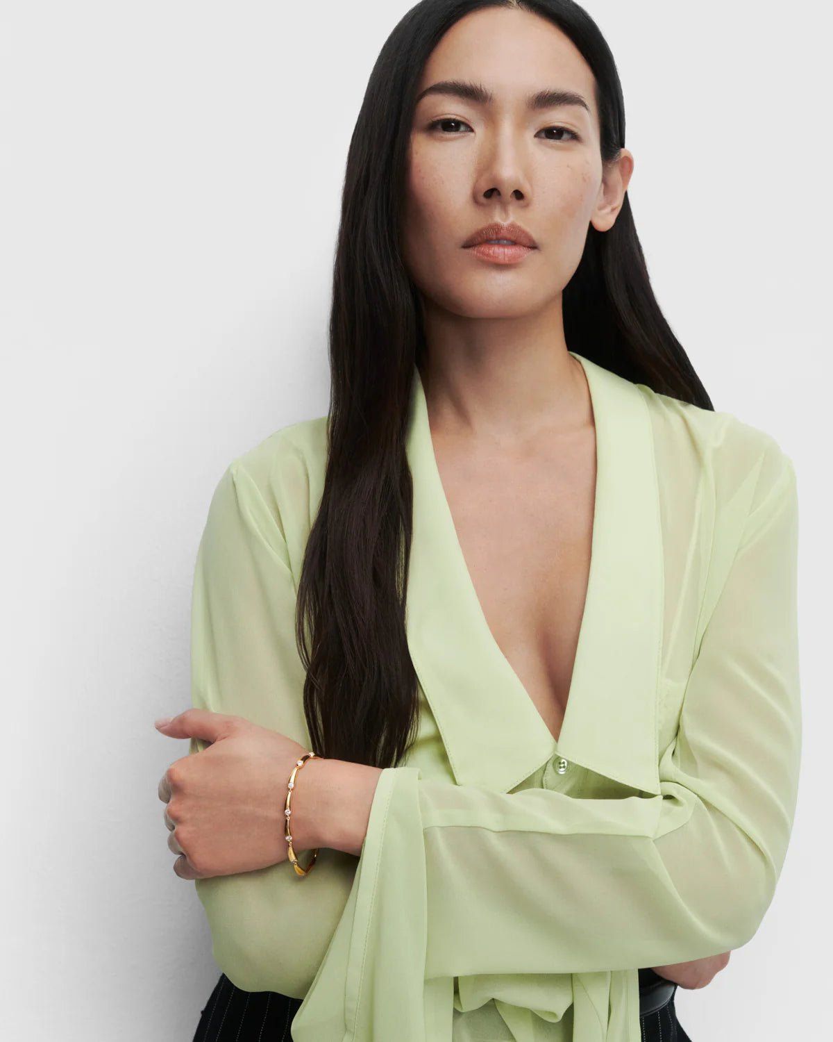 Pulsera Caramelle — Eslabones dorados con circonitas blancas — ROUCLÊ Maison Contemporaine