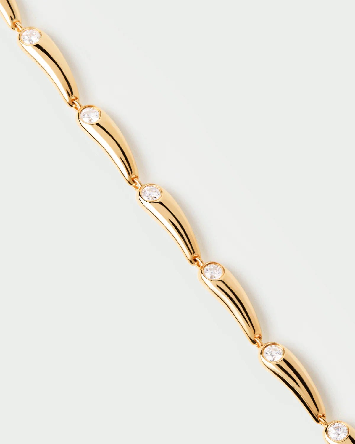 Pulsera Caramelle — Eslabones dorados con circonitas blancas — ROUCLÊ Maison Contemporaine