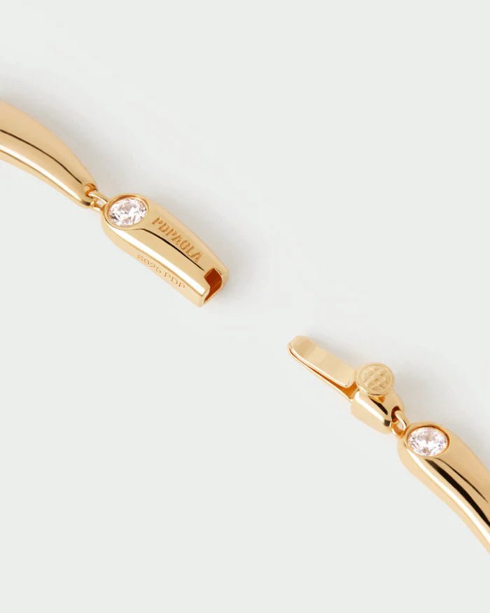 Pulsera Caramelle — Eslabones dorados con circonitas blancas — ROUCLÊ Maison Contemporaine