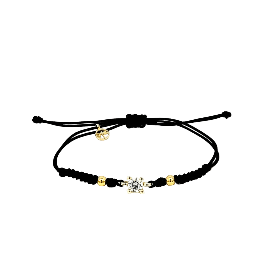 Pulsera Minimal — en oro 9K con diamante 0.50 ct de lab y macramé — ROUCLÊ Maison Contemporaine