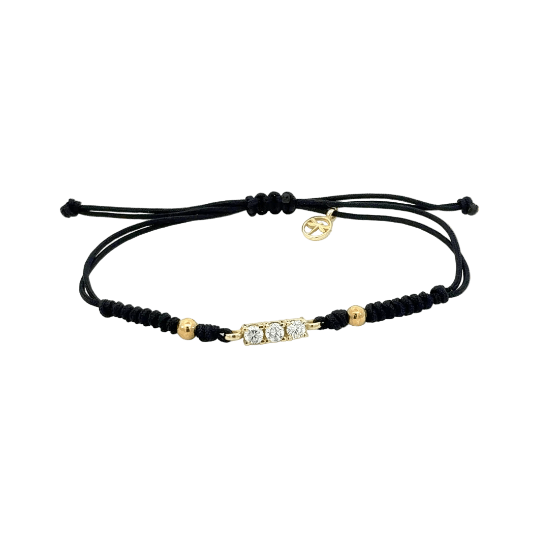 Pulsera Monolite — en oro 9K con diamantes lab y macramé — ROUCLÊ Maison Contemporaine