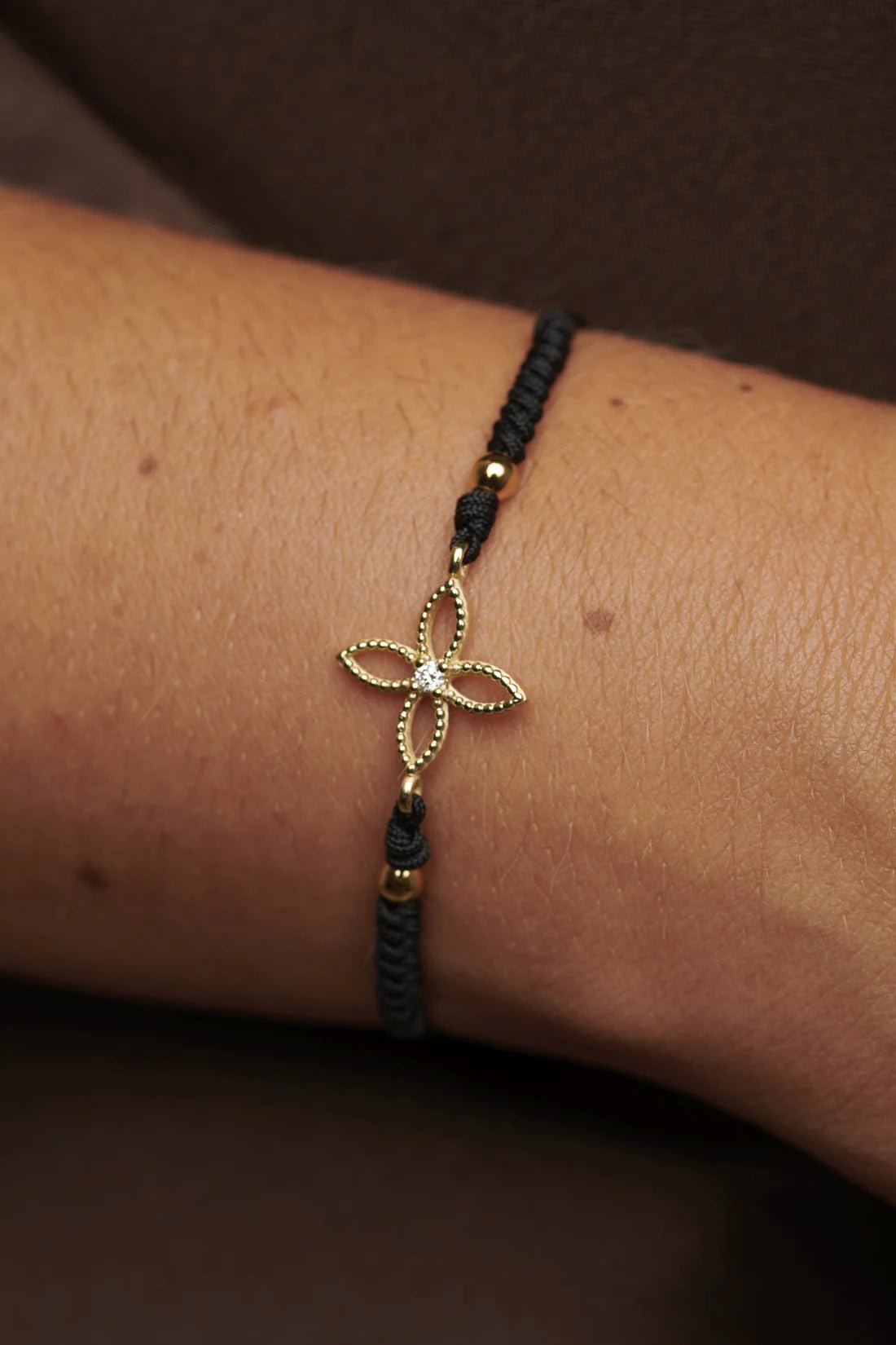 Pulsera Origins — en oro 9K y diamante 2,25 mm de lab y macramé — ROUCLÊ Maison Contemporaine