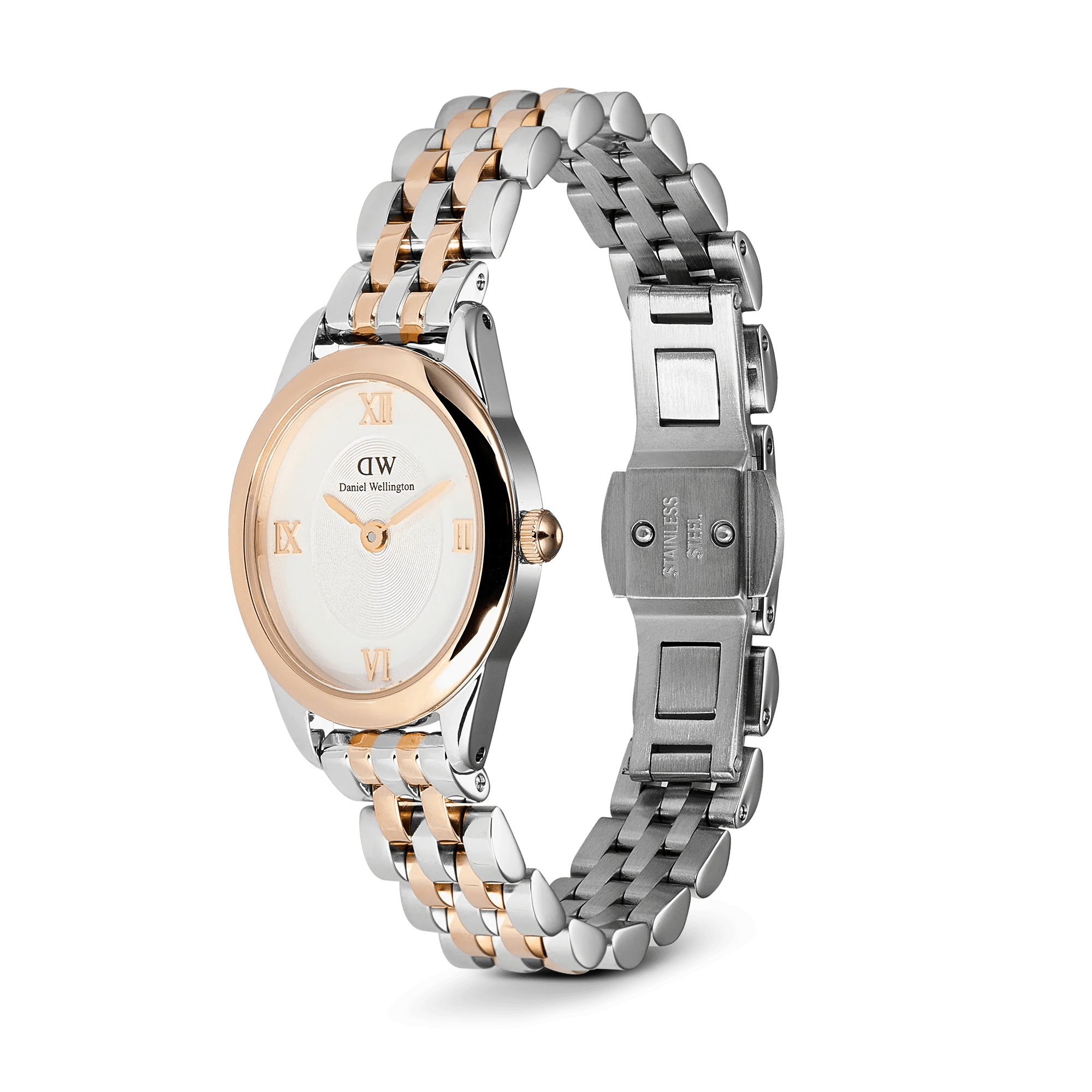 Reloj Ophelia Mini — Bicolor con brazalete metálico en oro / oro rosa — ROUCLÊ Maison Contemporaine