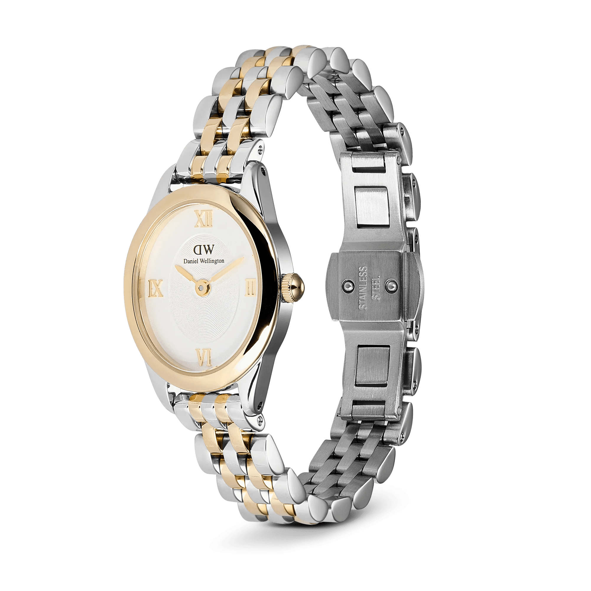 Reloj Ophelia Mini — Bicolor con brazalete metálico en oro / oro rosa — ROUCLÊ Maison Contemporaine