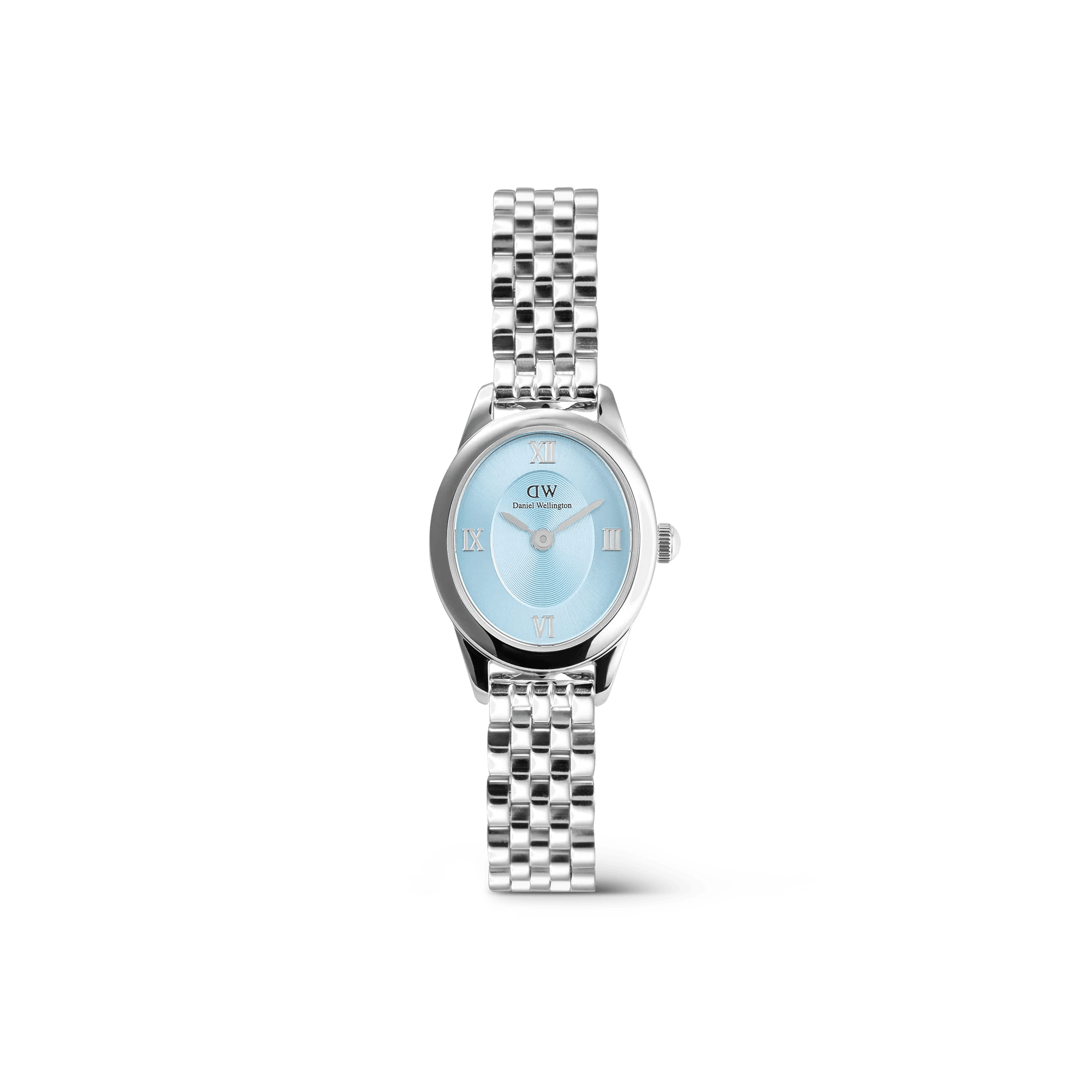 Reloj Ophelia Mini — Esfera Arctic / Azul hielo y brazalete metálico plata — ROUCLÊ Maison Contemporaine