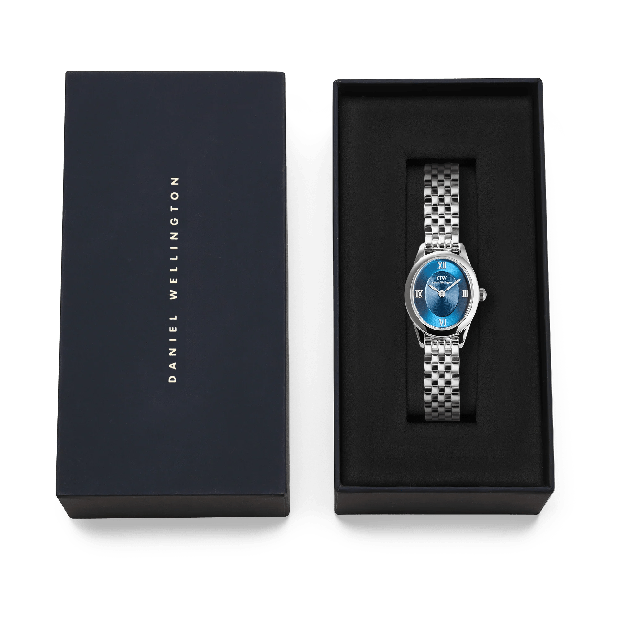 Reloj Ophelia Mini — Esfera Arctic / Azul hielo y brazalete metálico plata — ROUCLÊ Maison Contemporaine