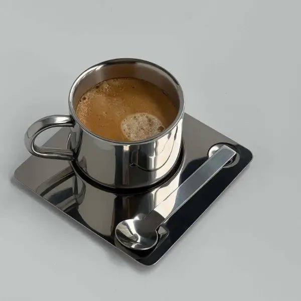 Set de 2 tazas Paris — Acero cromado con acabado espejo — ROUCLÊ Maison Contemporaine