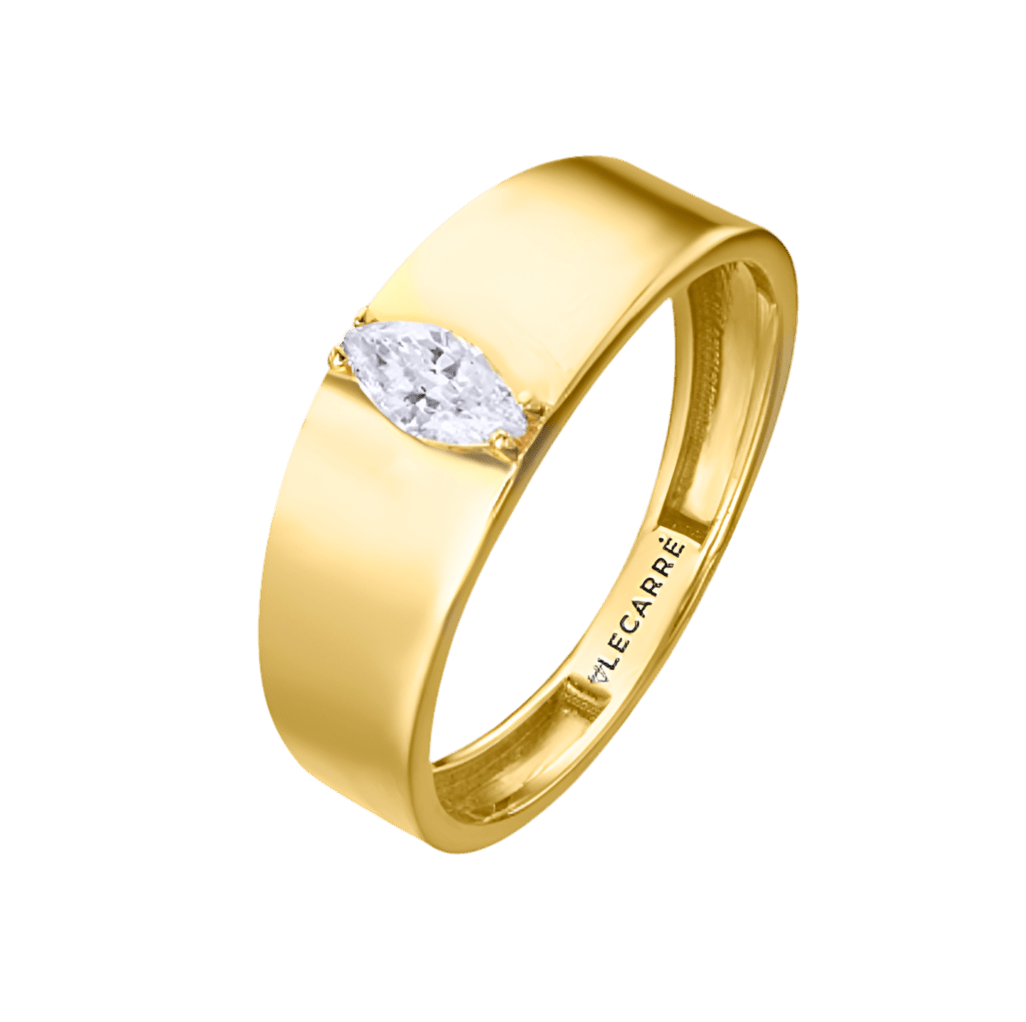Anillo Plain Marquise — Oro 18K y topacio marquise blanco — ROUCLÊ Maison Contemporaine