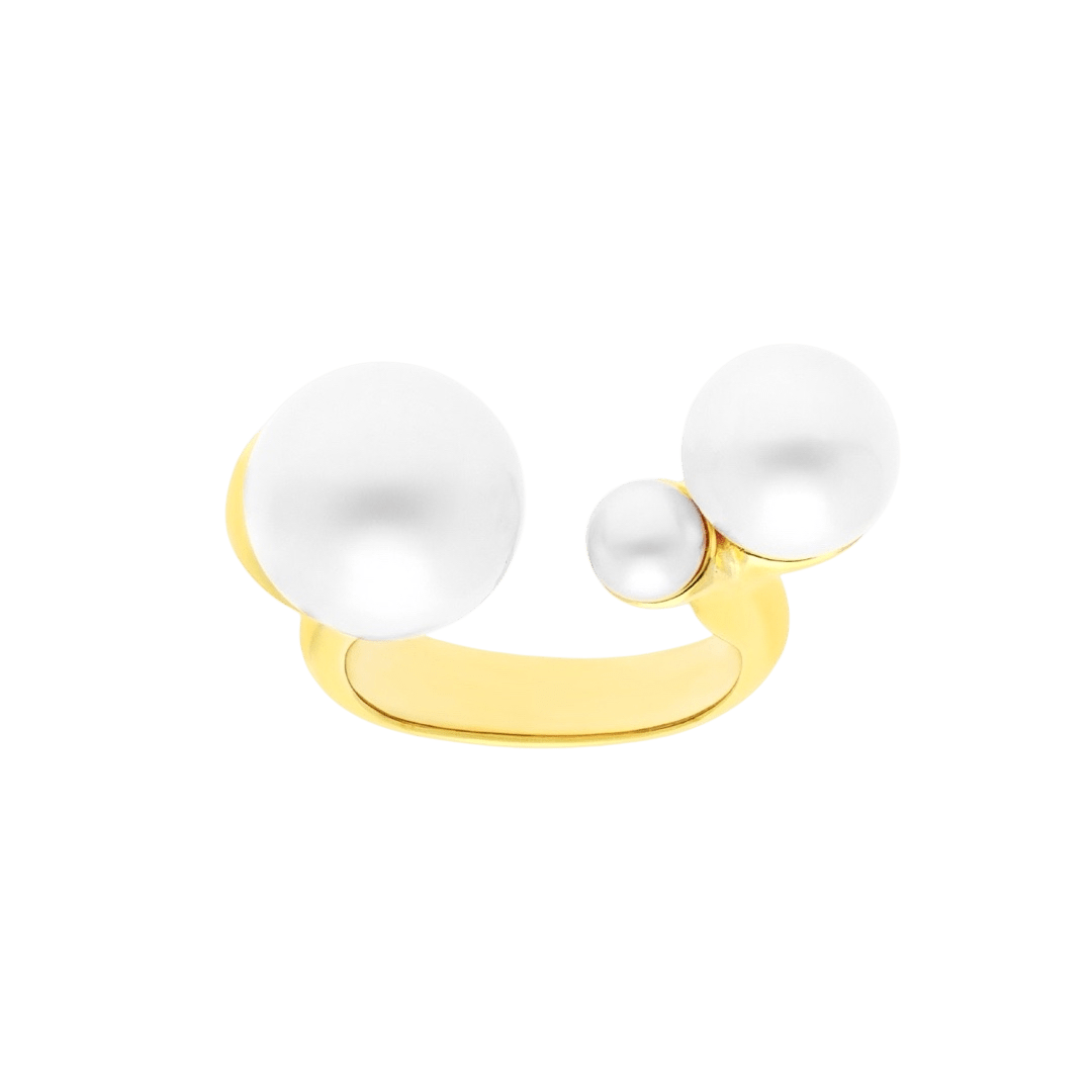 Anillo TSURU — perlas naturales en plata 925 bañada en oro 18K — ROUCLÊ Maison Contemporaine