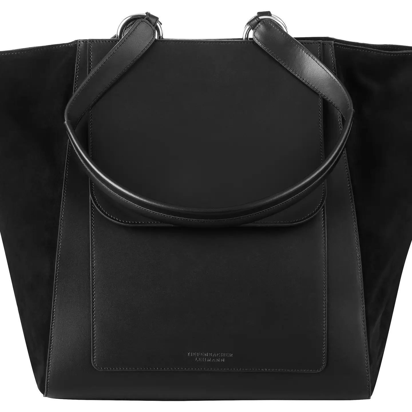 Bolso de piel negra — Detalles metálicos en plata — ROUCLÊ Maison Contemporaine