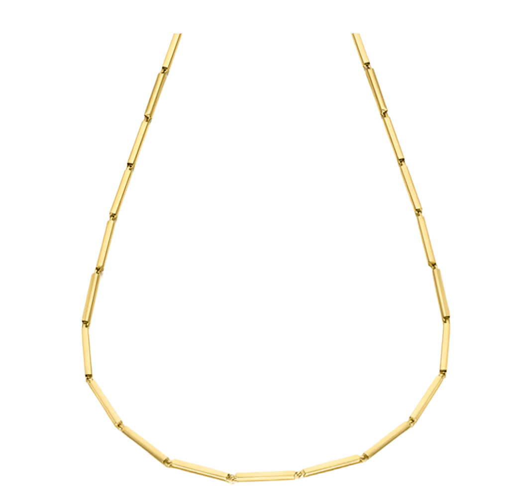 Cadena Oro Reflection — Collar tubular geométrico en oro 18K (42 cm) — ROUCLÊ Maison Contemporaine