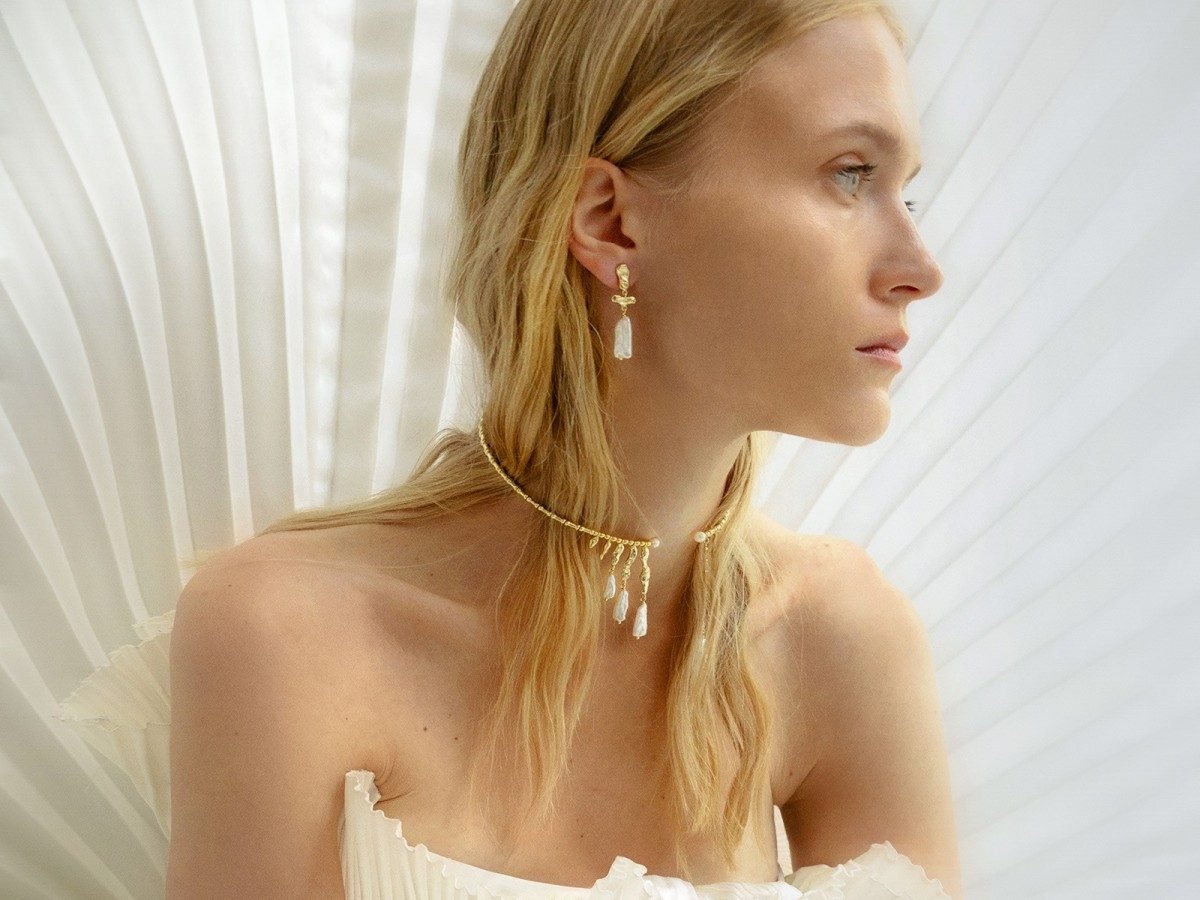 Choker con perlas — Plata bañada en oro 18 kt — ROUCLÊ Maison Contemporaine