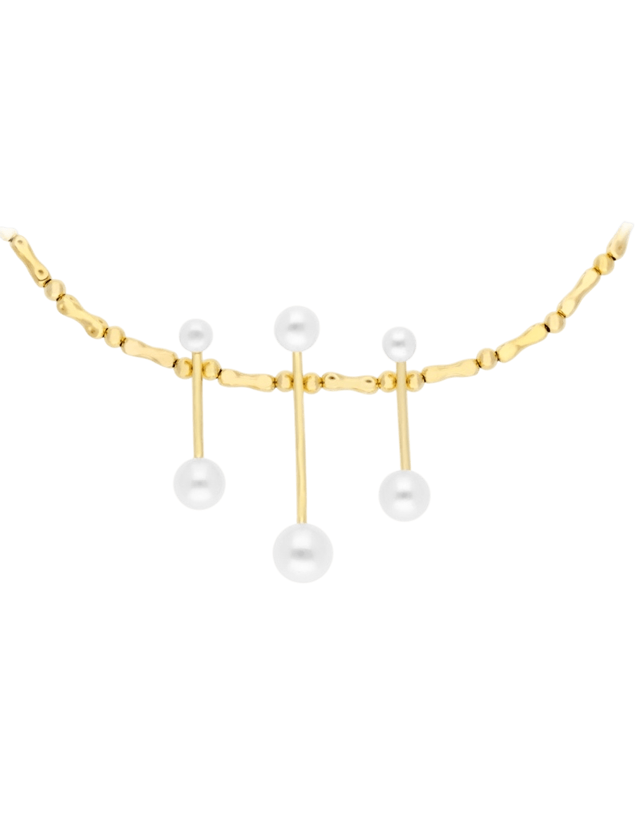 Choker YOSHU — perlas naturales en plata 925 bañada en oro 18K — ROUCLÊ Maison Contemporaine