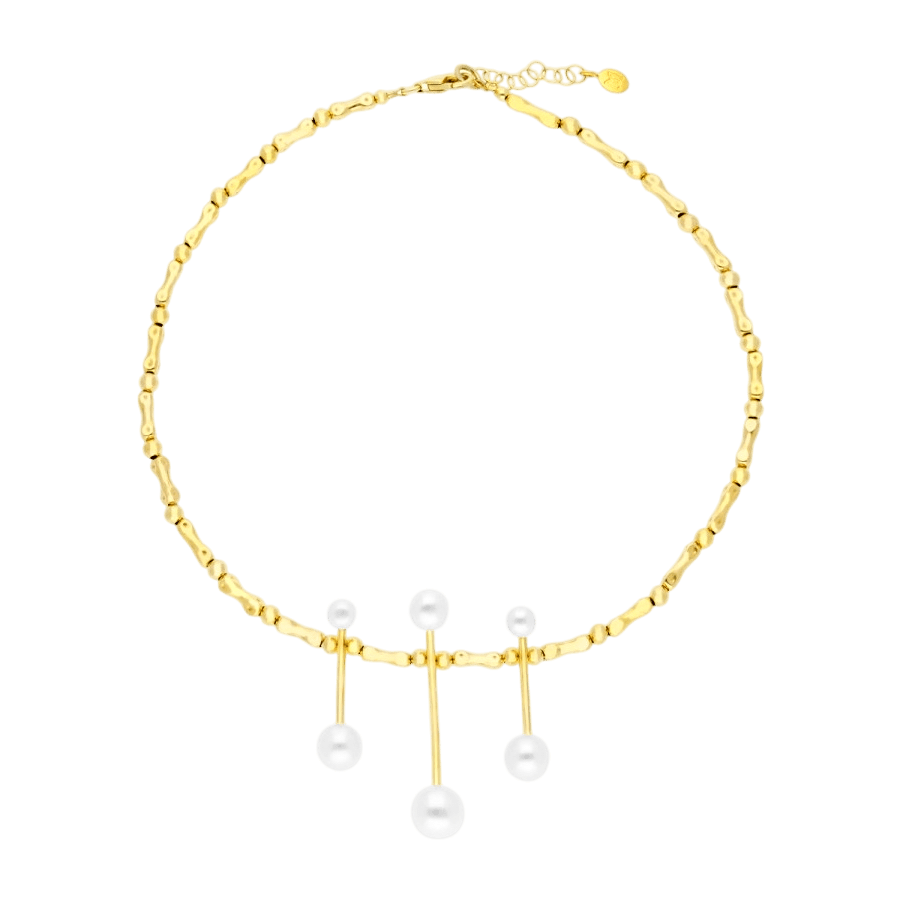 Choker YOSHU — perlas naturales en plata 925 bañada en oro 18K — ROUCLÊ Maison Contemporaine