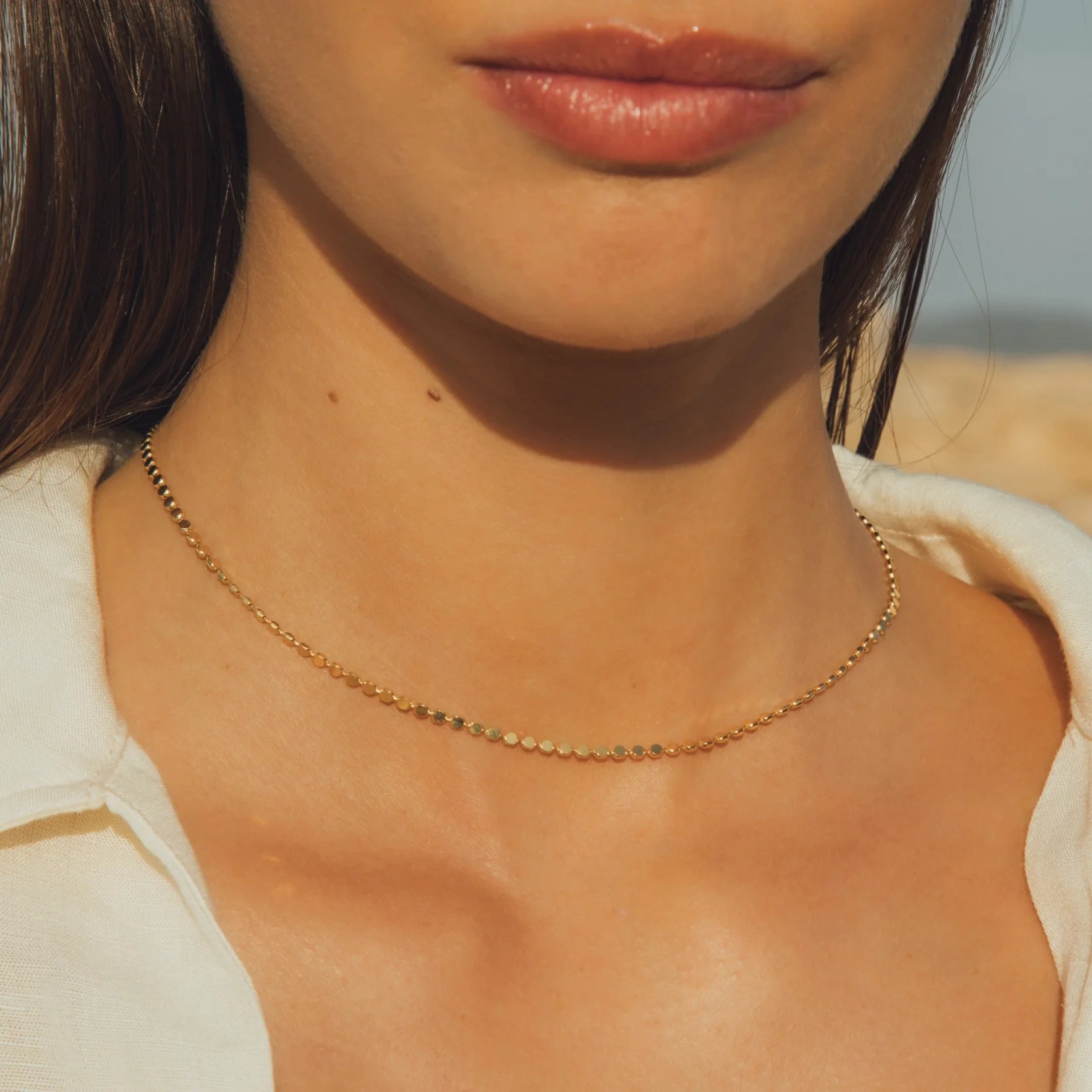 Collar Anatole — Cadena fina dorada de diseño clásico — ROUCLÊ Maison Contemporaine
