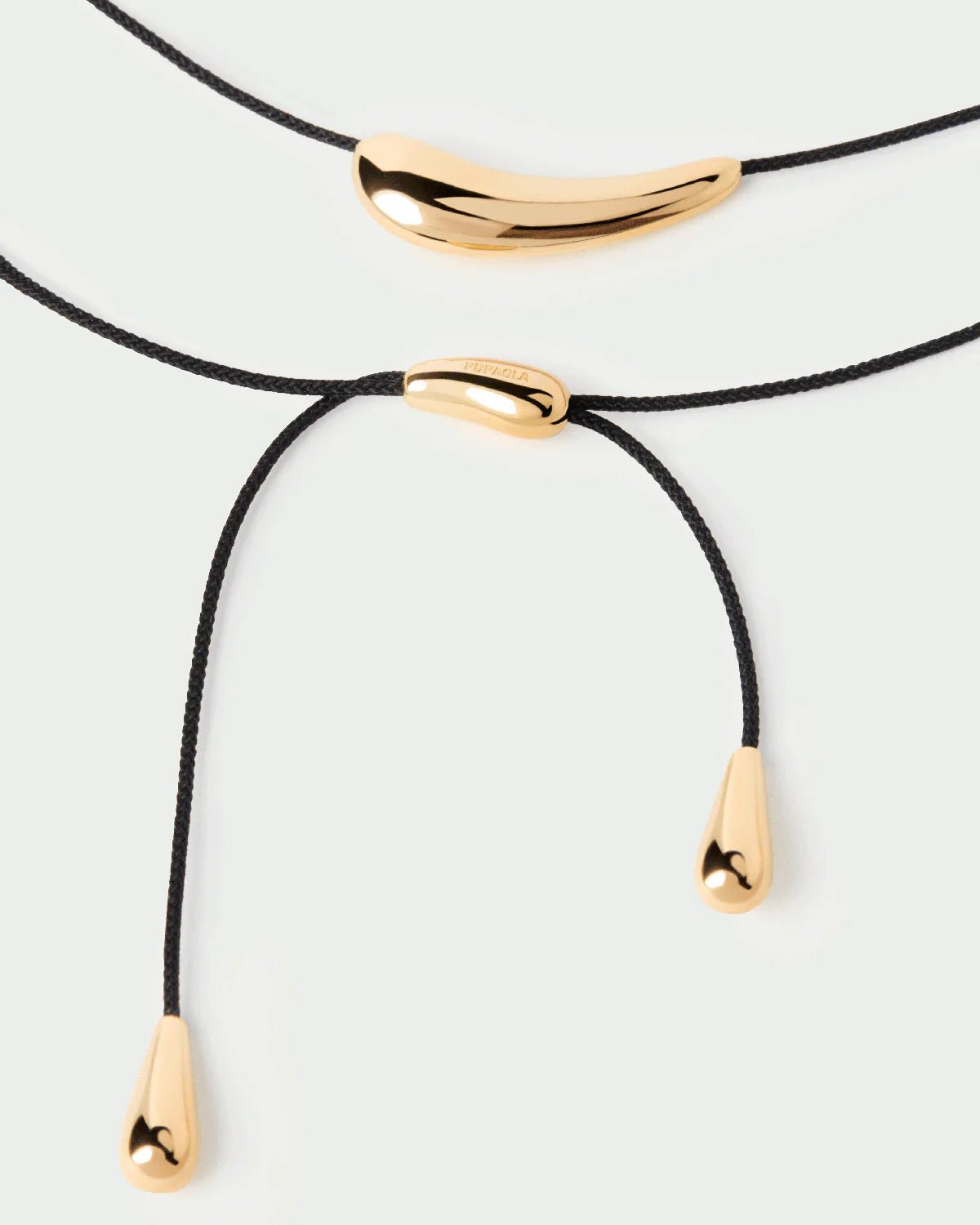 Collar de cordón Orbit — Plata de ley bañada en oro 18k con diseño de gota — ROUCLÊ Maison Contemporaine