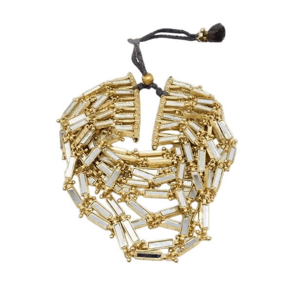 Collar tipo choker, dorado con esmalte blanco — ROUCLÊ Maison Contemporaine