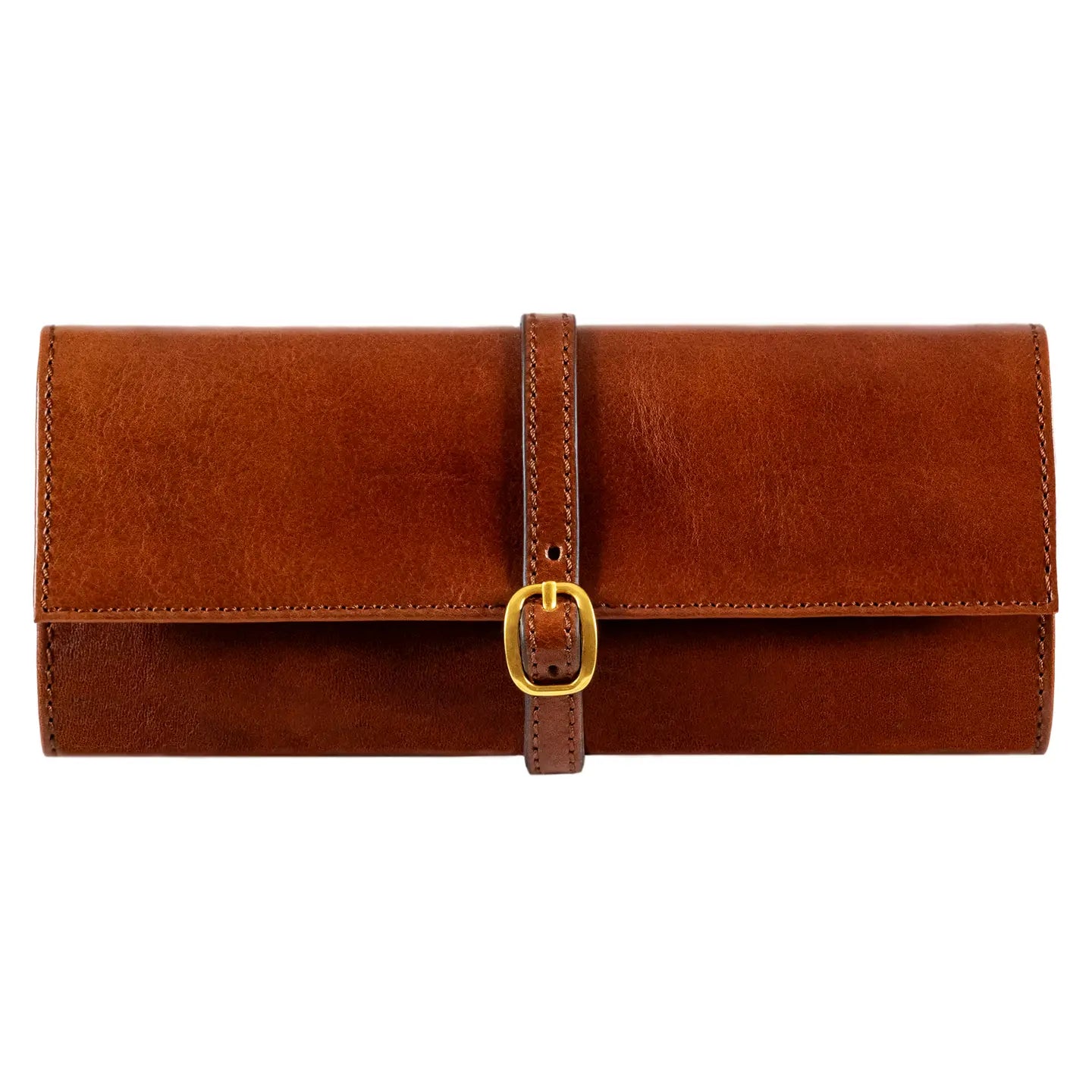 Joyero de viaje enrollable de cuero — Marrón, negro o marrón coñac — ROUCLÊ Maison Contemporaine