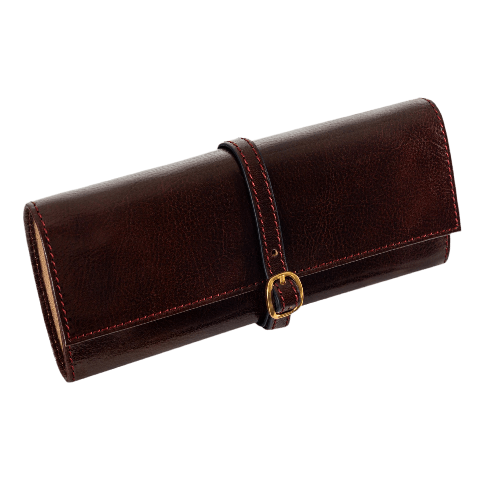 Joyero de viaje enrollable de cuero — Marrón, negro o marrón coñac — ROUCLÊ Maison Contemporaine
