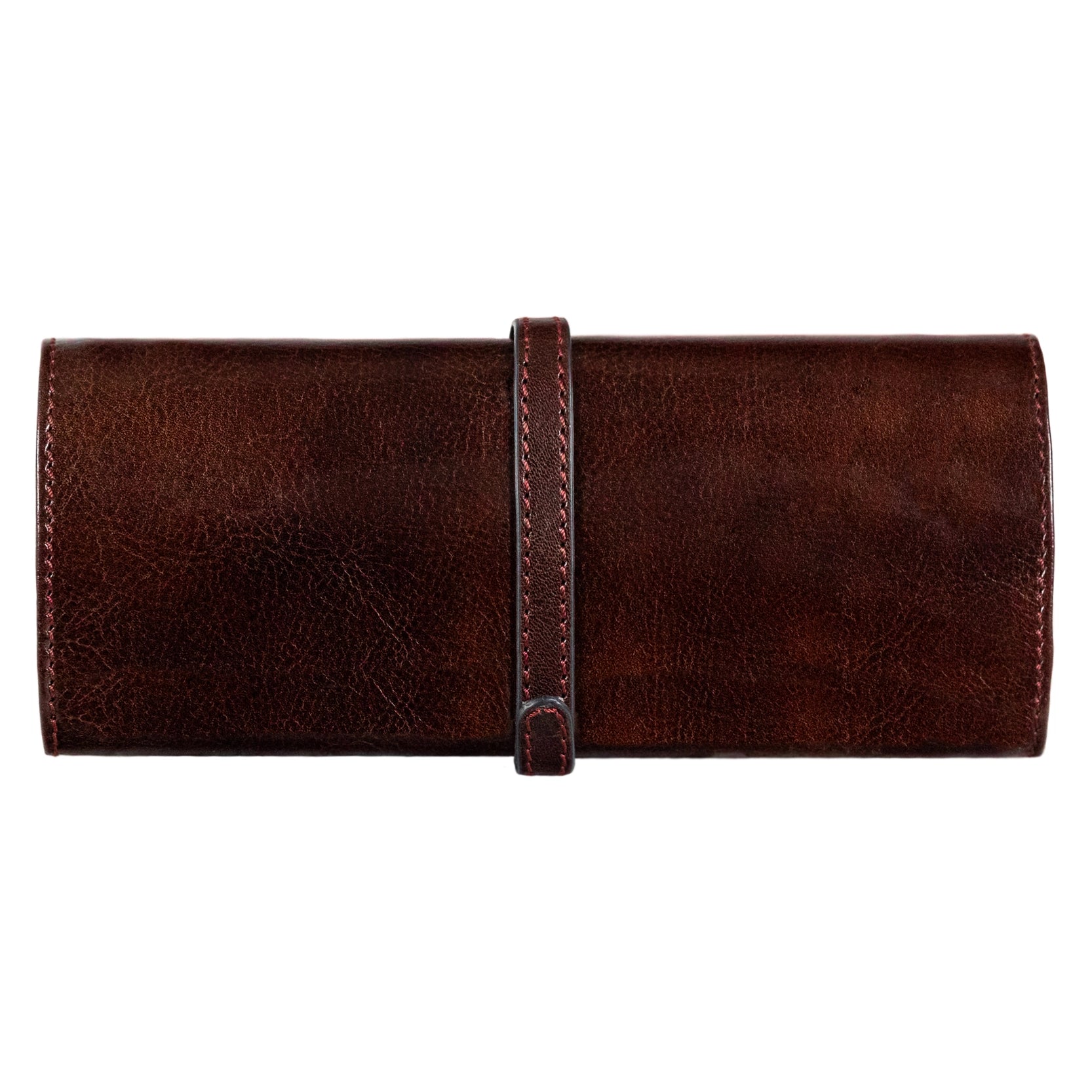 Joyero de viaje enrollable de cuero — Marrón, negro o marrón coñac — ROUCLÊ Maison Contemporaine