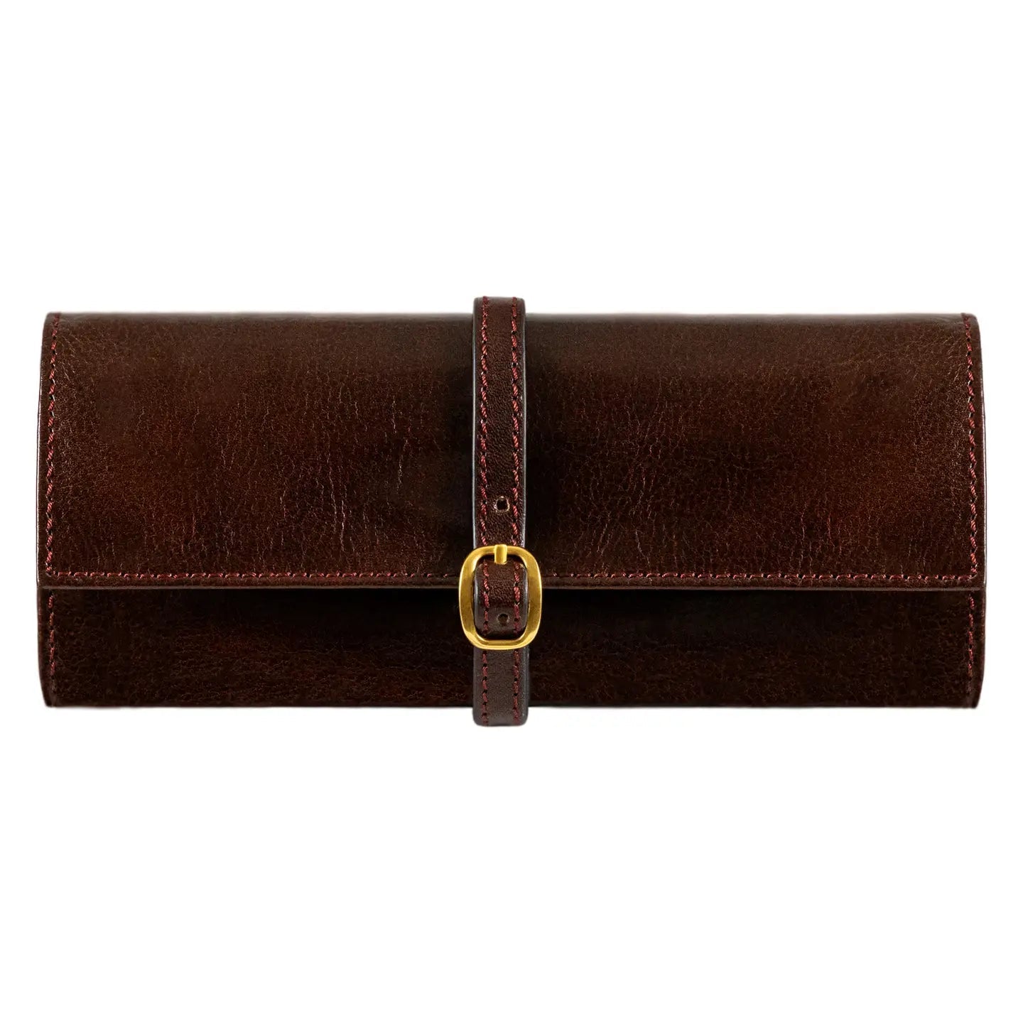 Joyero de viaje enrollable de cuero — Marrón, negro o marrón coñac — ROUCLÊ Maison Contemporaine