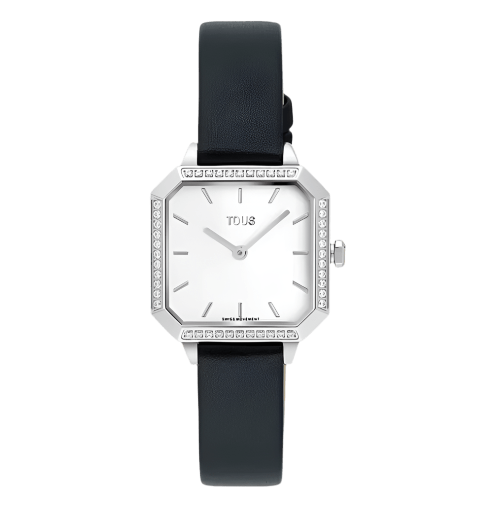 Les Classiques — Reloj con diamantes 0,40 ct y correa de piel negra