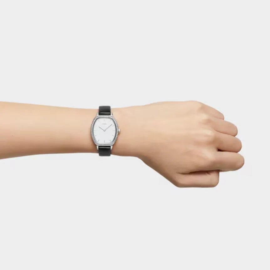 Les Classiques — Reloj con diamantes 0,54 ct y correa de piel negra — ROUCLÊ Maison Contemporaine