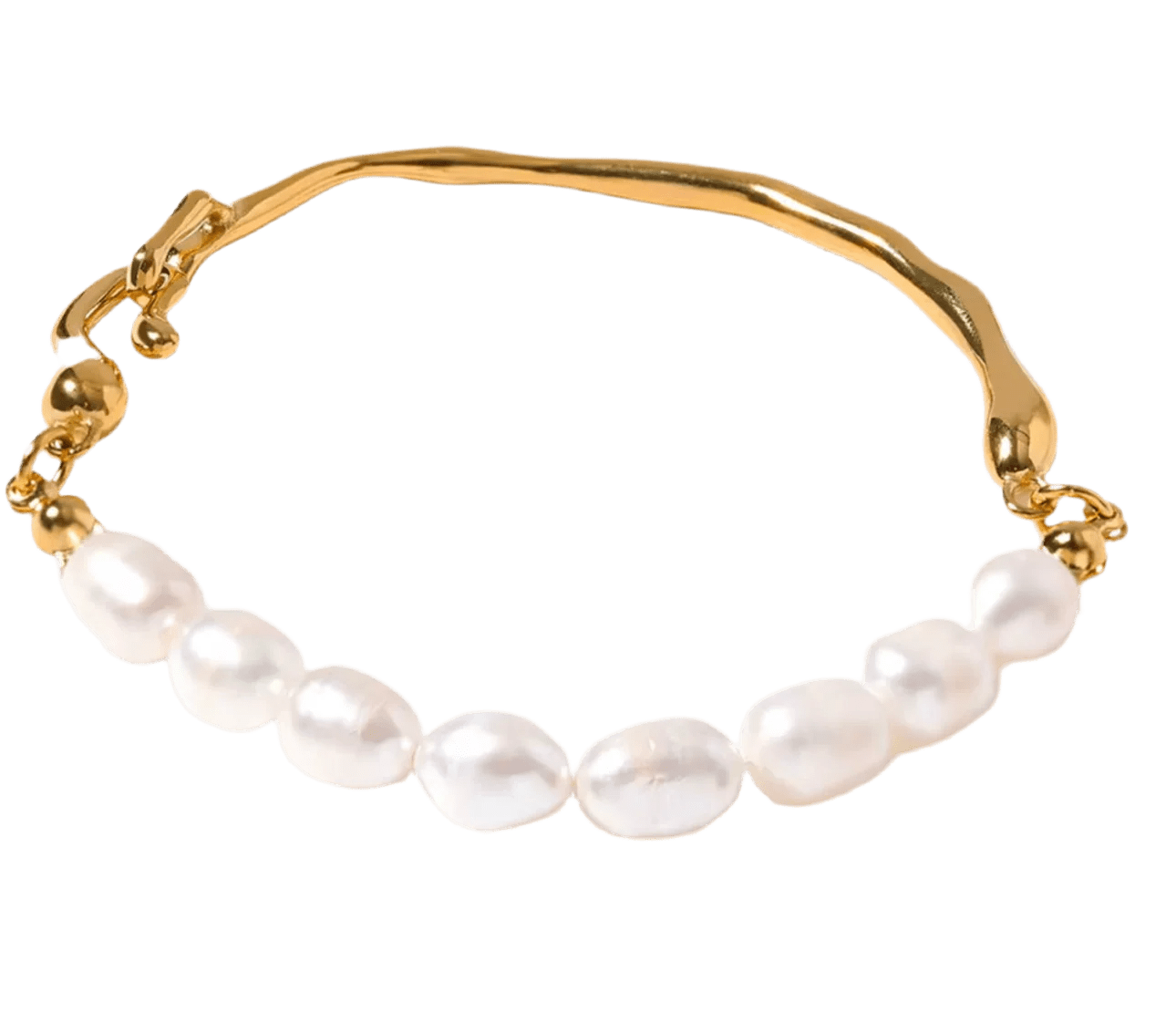 Low Tide — Brazalete de Perlas & Acero Bañado en Oro — ROUCLÊ Maison Contemporaine