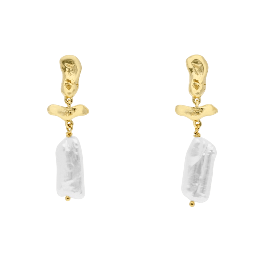 Pendientes con perlas — Plata bañada en oro 18 kt — ROUCLÊ Maison Contemporaine