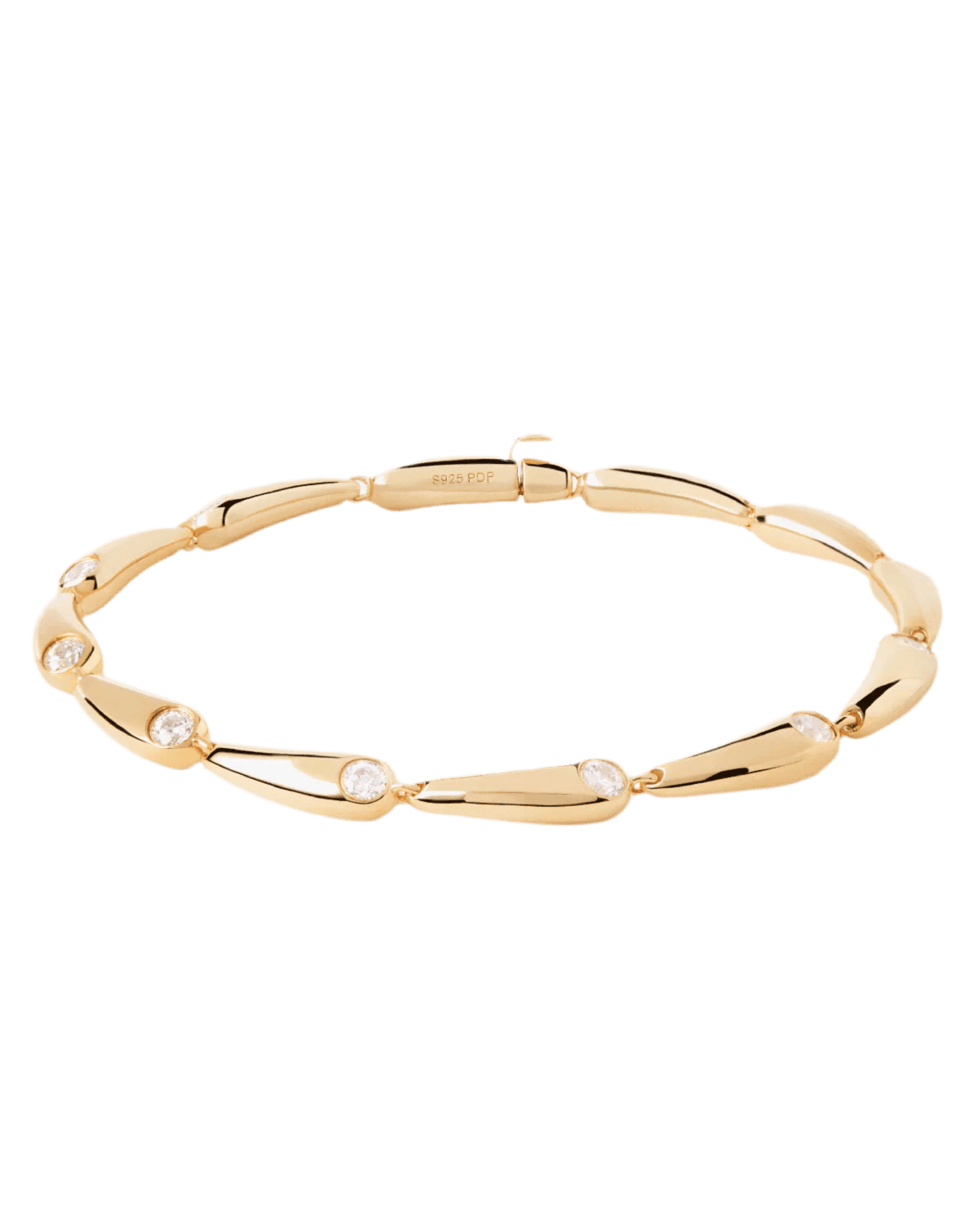 Pulsera Caramelle — Eslabones dorados con circonitas blancas — ROUCLÊ Maison Contemporaine