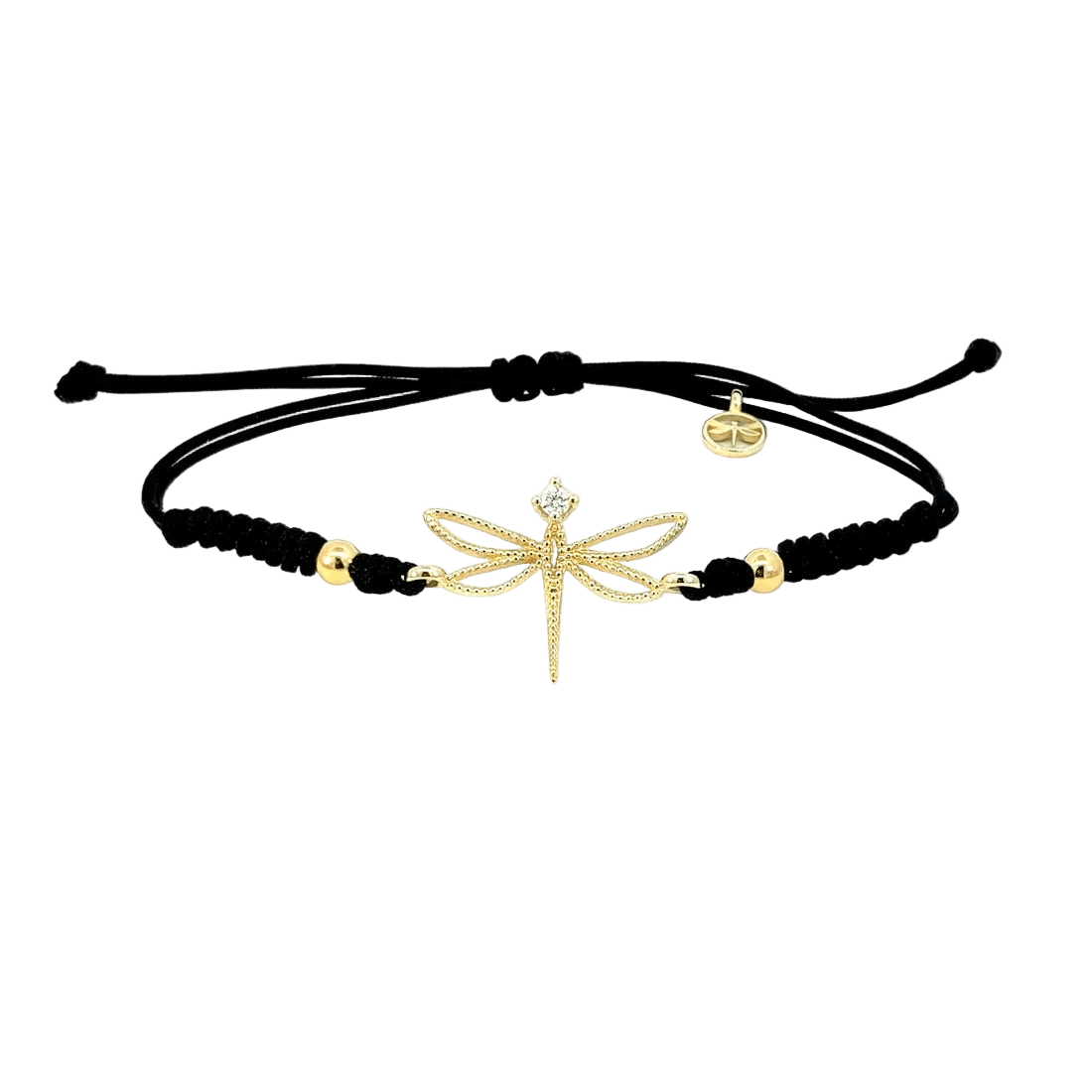 Pulsera Iconic — en oro 9K con diamante lab y cordón macramé — ROUCLÊ Maison Contemporaine