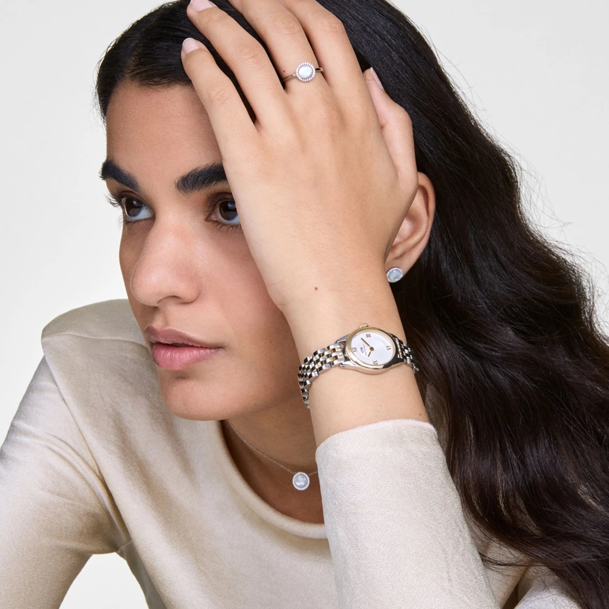 Reloj Ophelia Mini — Bicolor con brazalete metálico en oro / oro rosa — ROUCLÊ Maison Contemporaine