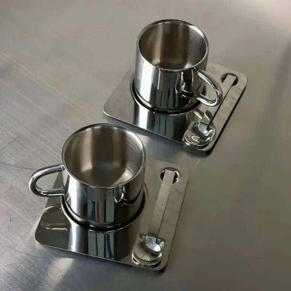 Set de 2 tazas Paris — Acero cromado con acabado espejo — ROUCLÊ Maison Contemporaine