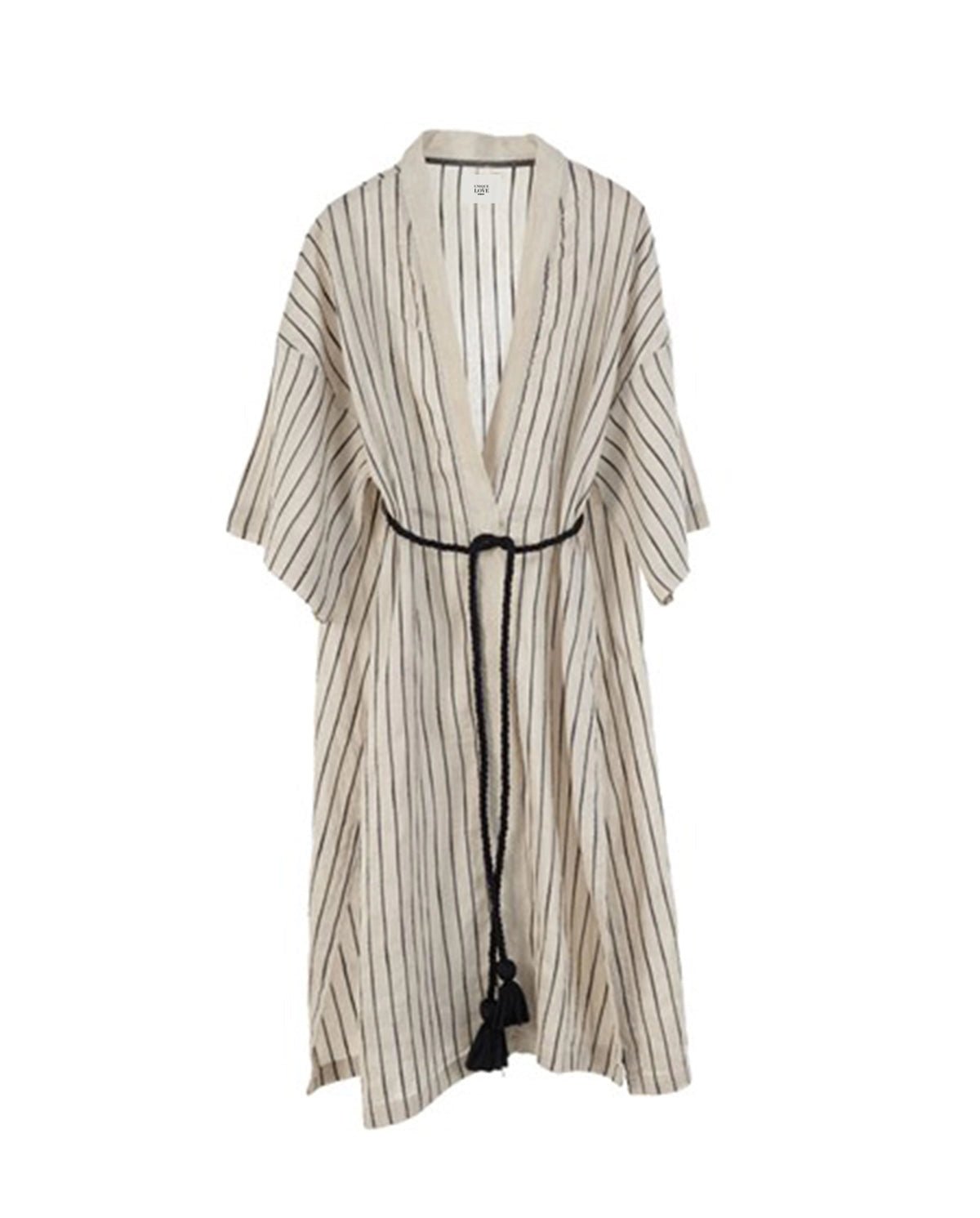 Set de autocuidado | rayas — Kit de relajación con kimono, almohada de lavanda y vela artesanal — ROUCLÊ Maison Contemporaine