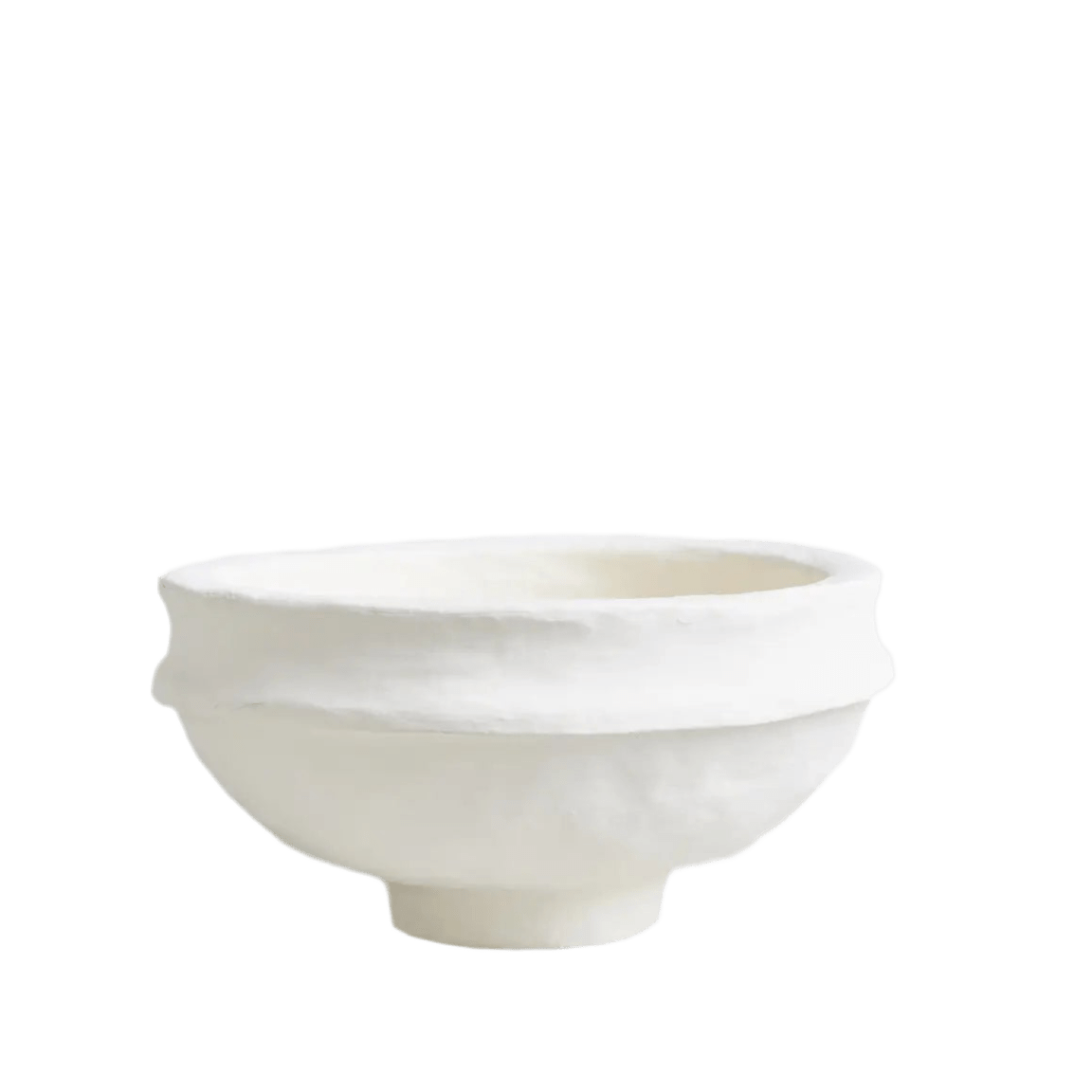 Tazón de papel maché — Escultura artesanal en blanco cálido — ROUCLÊ Maison Contemporaine